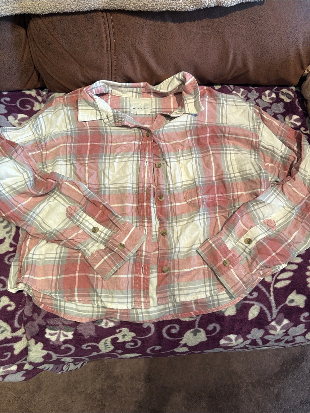 Women’s Pink Plaid Button-Front Shirt - Lightweight Long Sleeve